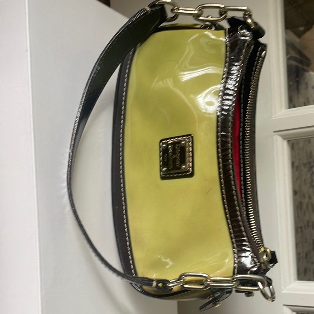Dooney & Bourke Green and Brown Mini Bag with Glossy Finish